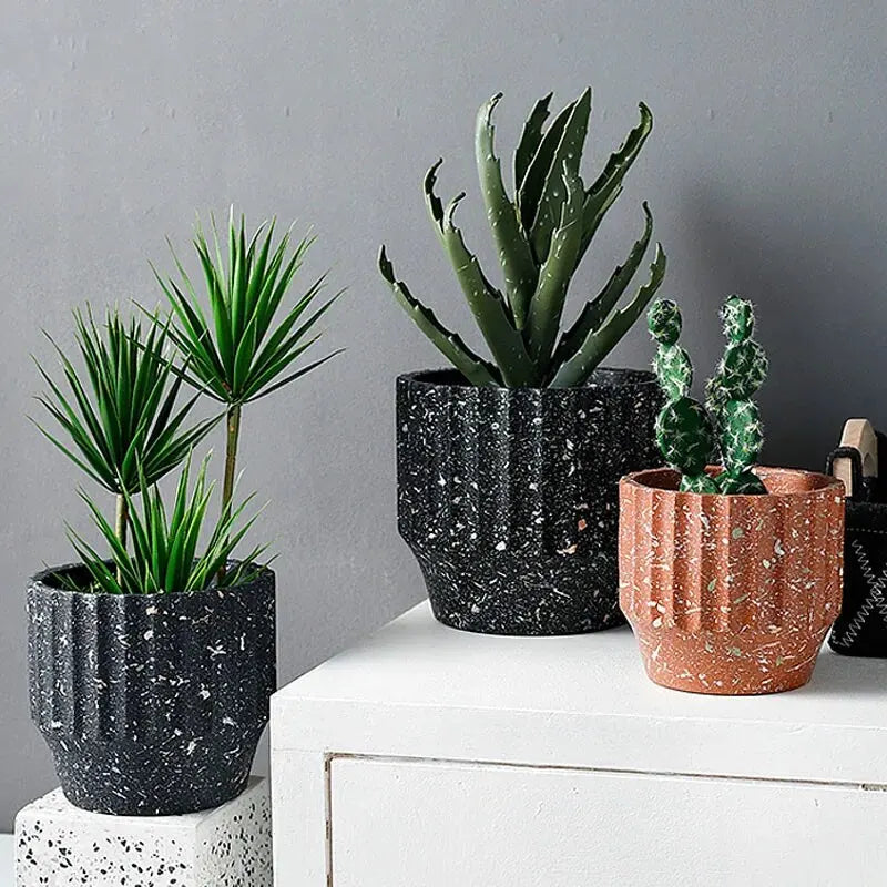 Marbled Cement Bonsai Plant Pot