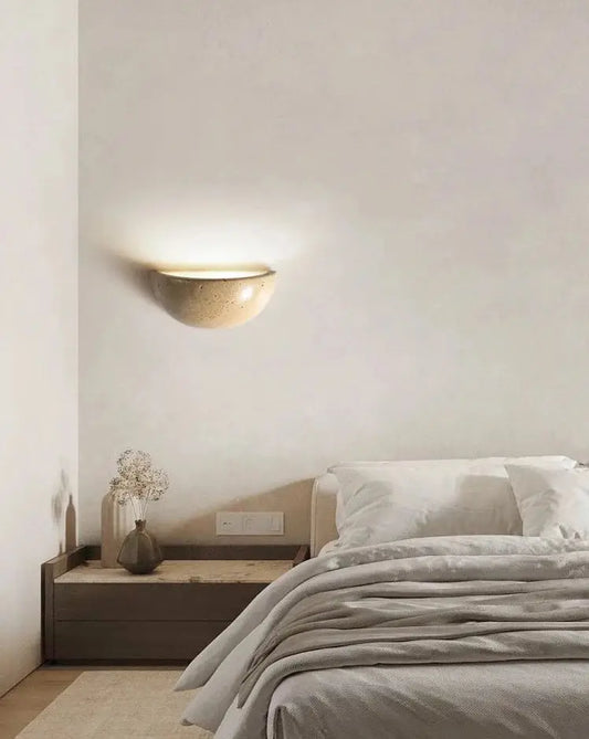 Yellow Travertine Natural Stone Wall Sconce - Decorstly