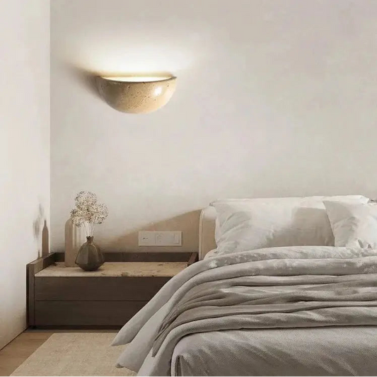 Yellow Travertine Natural Stone Wall Sconce - Decorstly