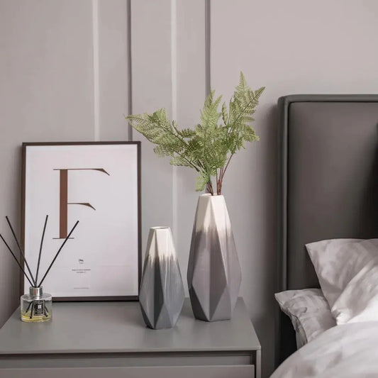 Modern White Grey Vases Set - Decorstly