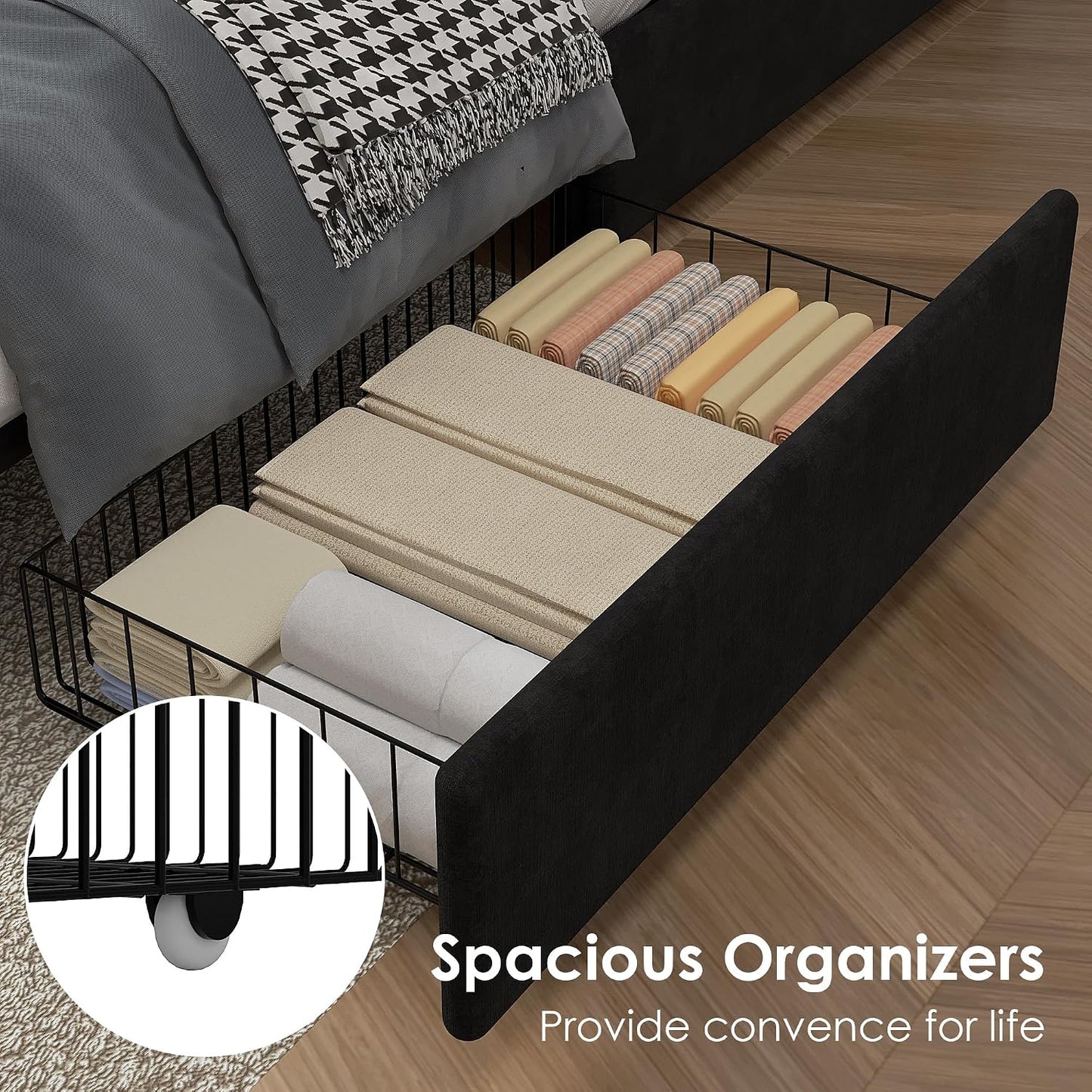 Storage Drawers Upholstered Bed Frame