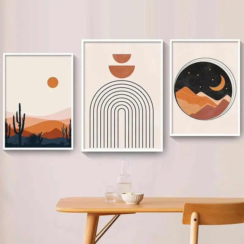 Sun Moon Desert Cactus Canvas - Decorstly
