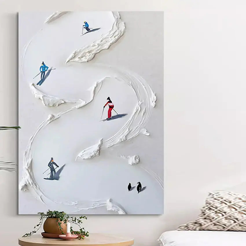 Thick Snowy Hand Painted Textured Wall Art - Decorstly