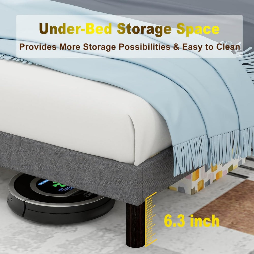 Linen Fabric Platform Bed Frame