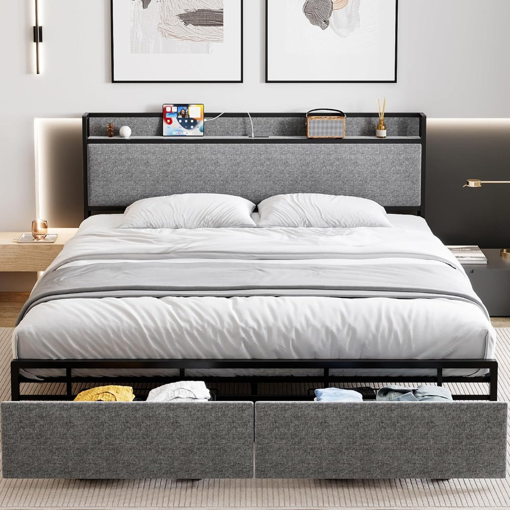 Storage Drawers Headboard Platform Bed Frame