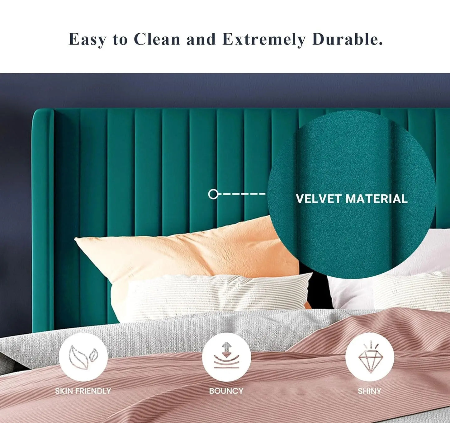 Tufted Wingback Velvet Bed Frame - Decorstly