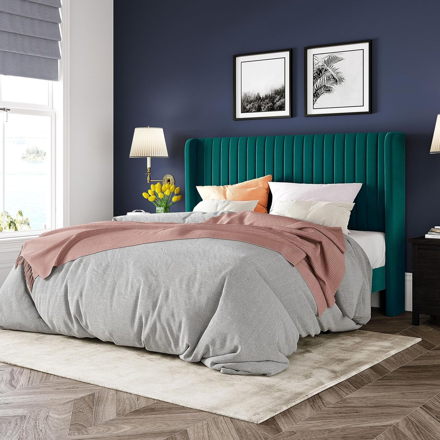 Tufted Wingback Velvet Bed Frame