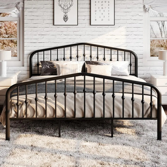 Victorian Style Wrought Iron-Art Panel Bed Frame