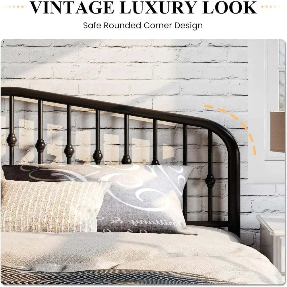 Victorian Style Wrought Iron-Art Panel Bed Frame - Decorstly