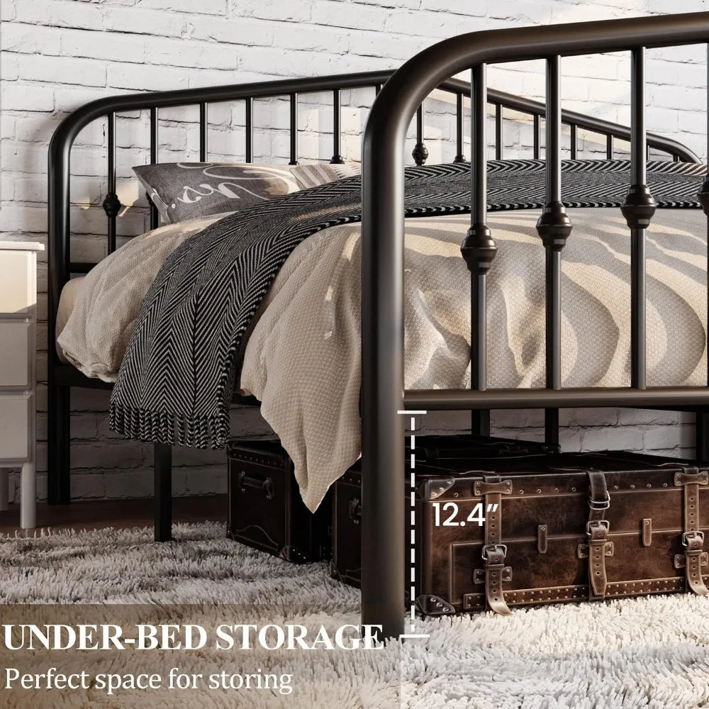 Victorian Style Wrought Iron-Art Panel Bed Frame