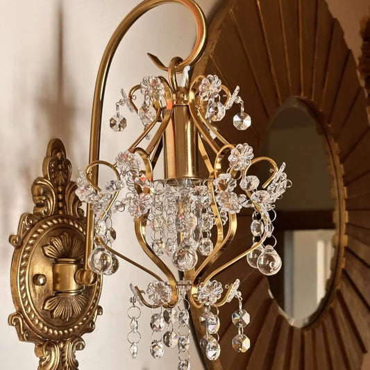 Vintage Gold Crystal Wall Sconce - Decorstly