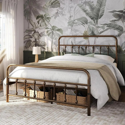 Vintage Iron-Art Panel Bed Frame - Decorstly