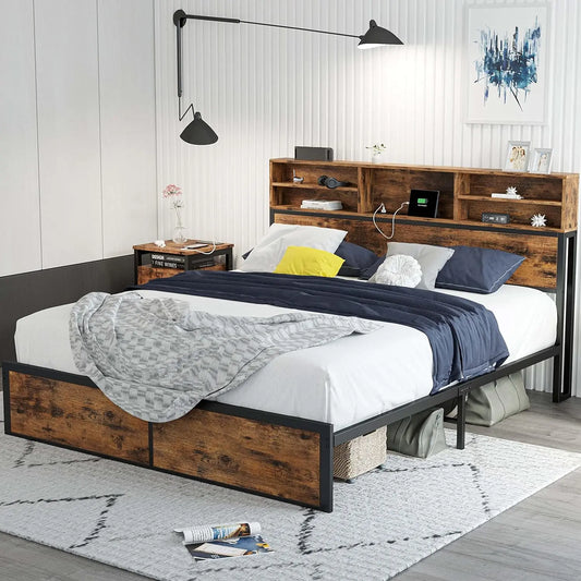 Vintage Tall Bookcase Bed Frame - Decorstly