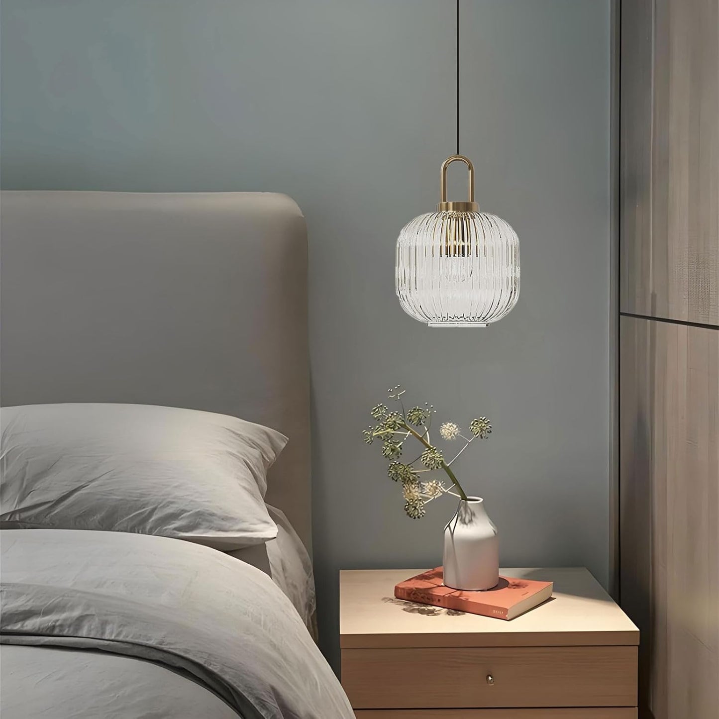 Vintage Striped Glass Pendant Light