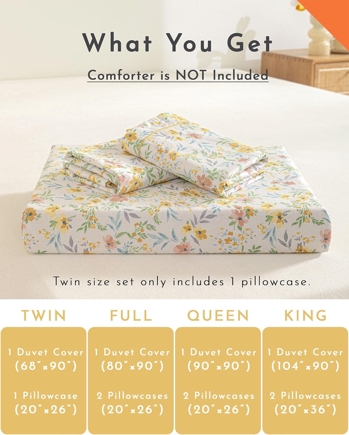 Yellow Reversible Duvet Cover Set