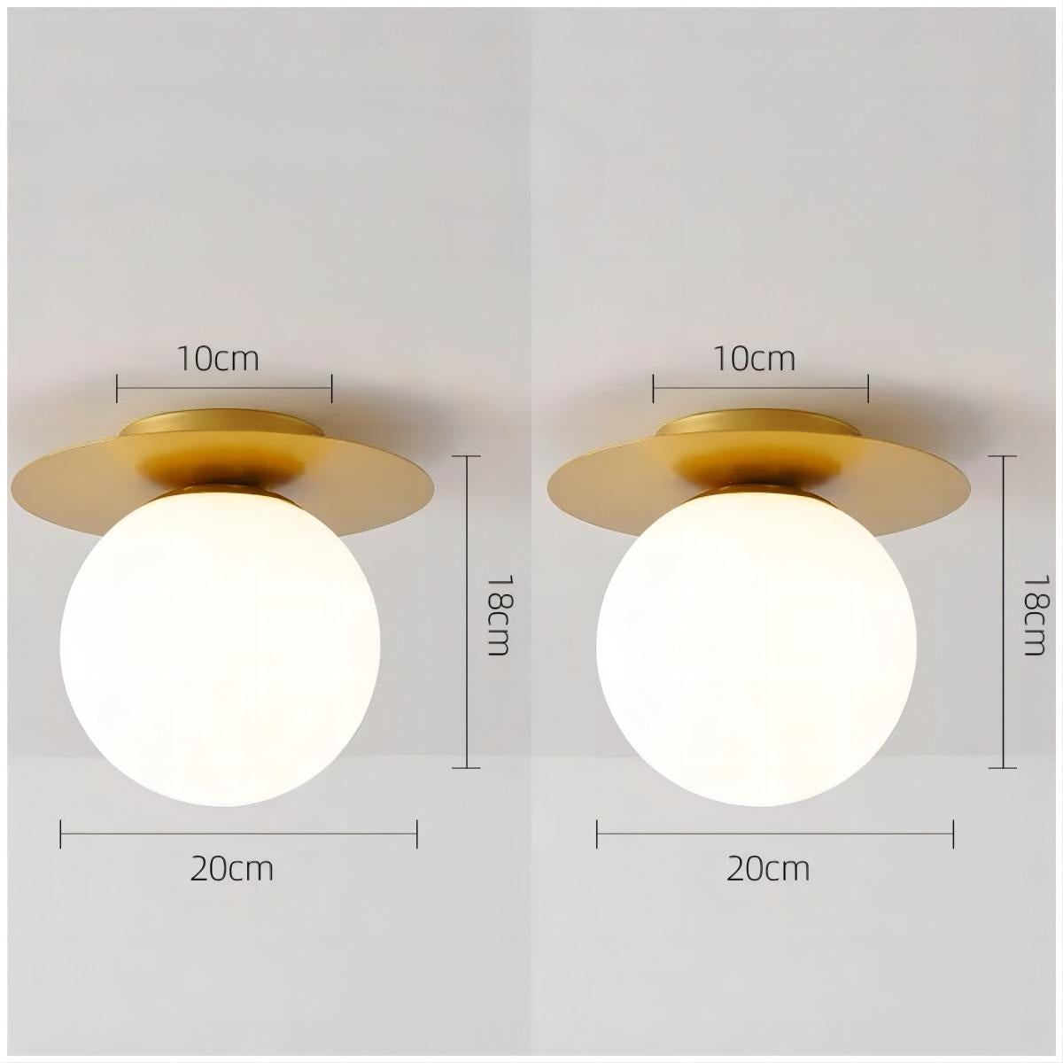 Immerse your room in sophistication with two white and gold light fixtures gracefully placed, featuring the Luminova White Glow Ceiling Lamp.