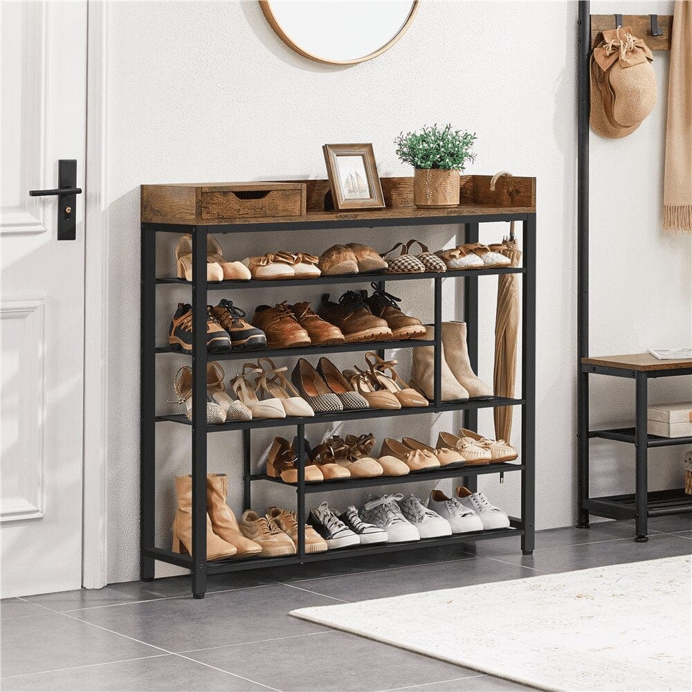 black metal shoe shelf