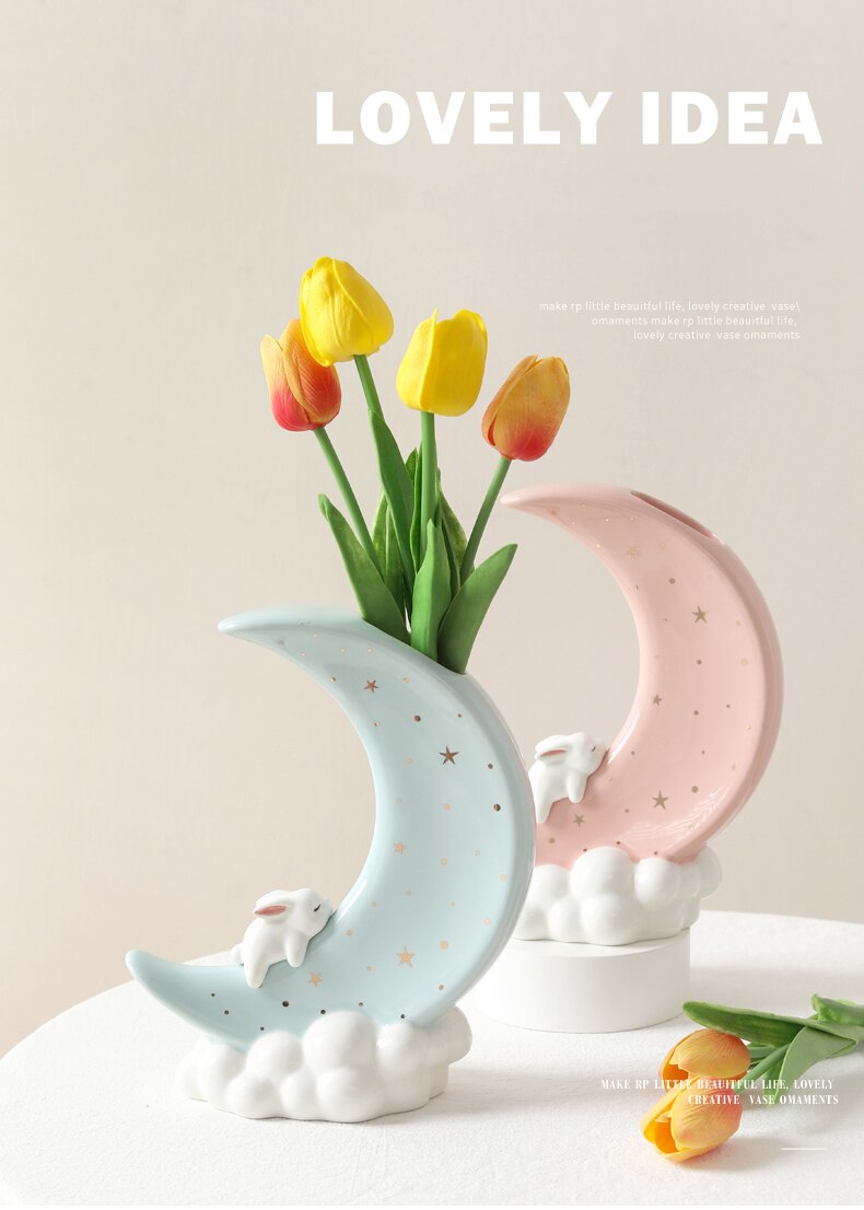 pink and blue flower vase