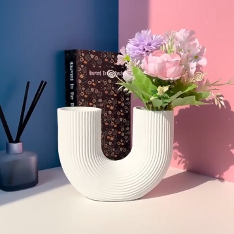 white resin vase