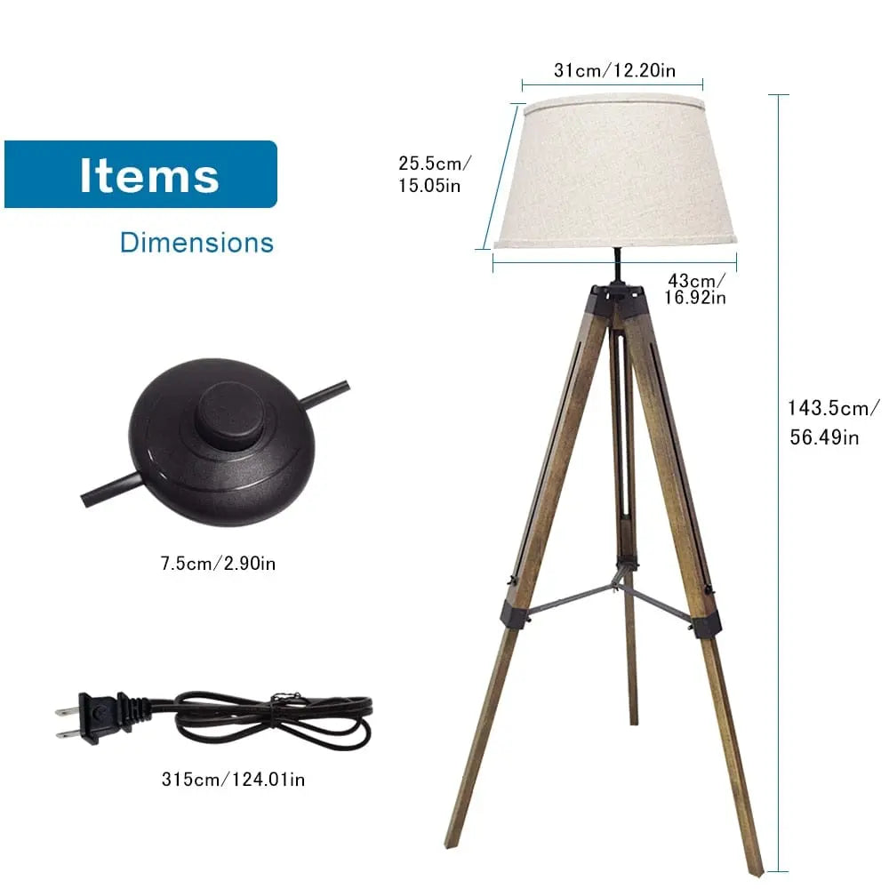 fabric shade tripod lamp