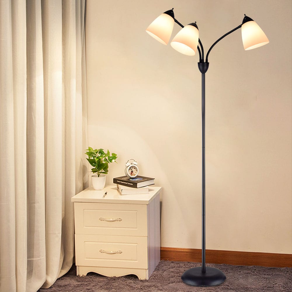 black warm floor lamp