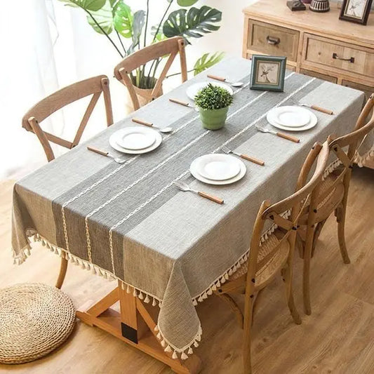 Plaid Tassel Tablecloth - Decorstly