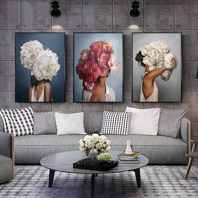 Woman Floral Portrait, Flower head woman Canvas Print, outlet Heavenly Perfection, Flor