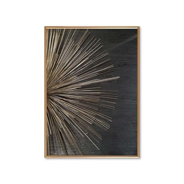 black golden lines canvas