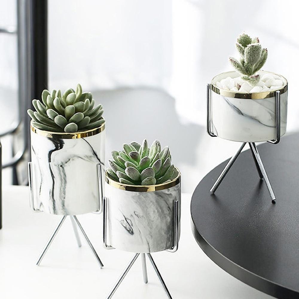 White Marble Vase silver stand