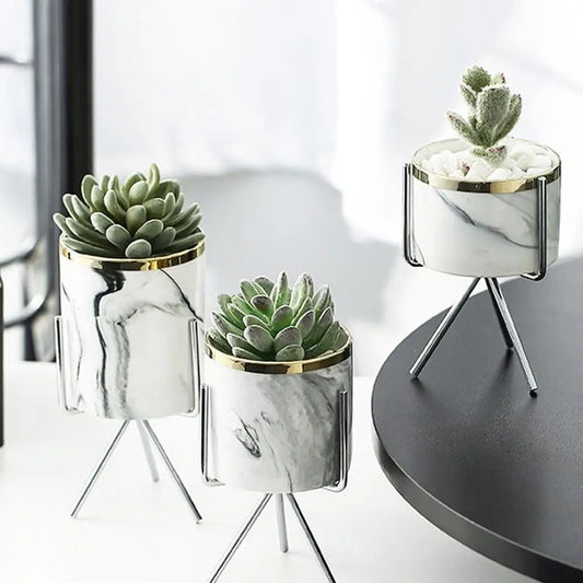 White Marble Vase silver stand