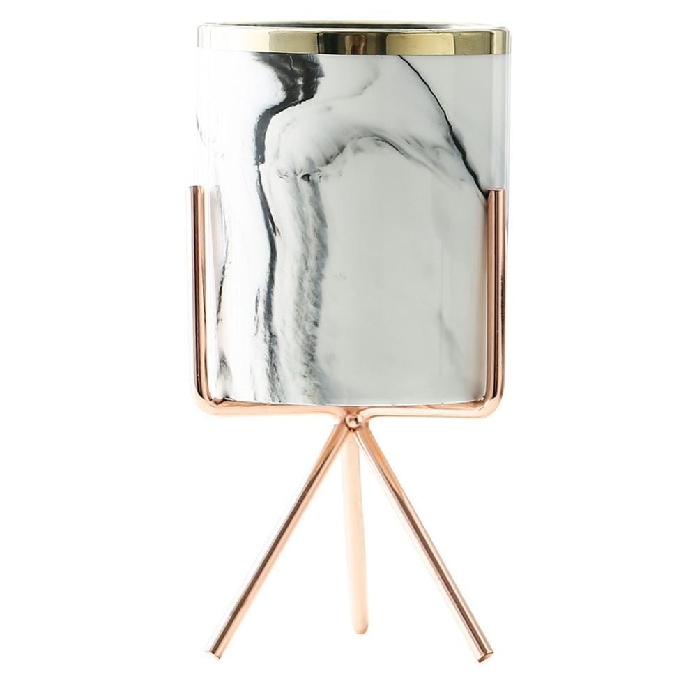 White Marble Vase rose gold stand