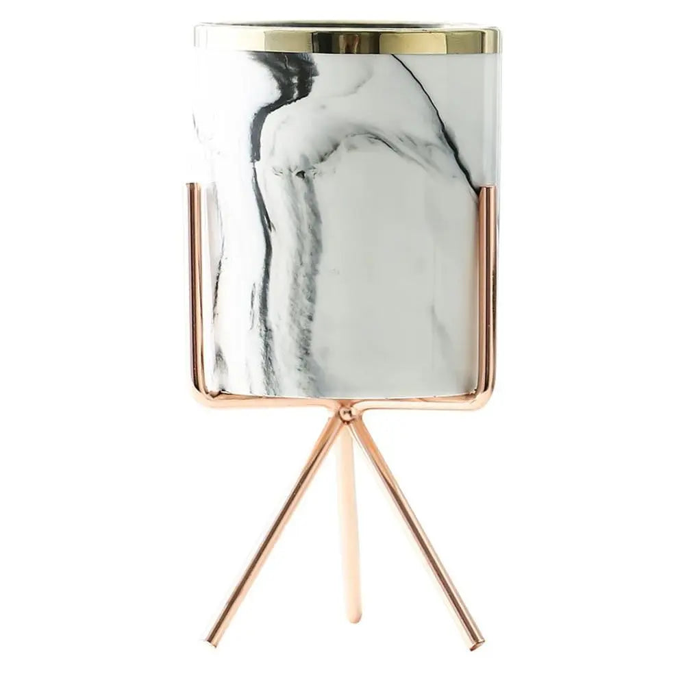 White Marble Vase rose gold stand