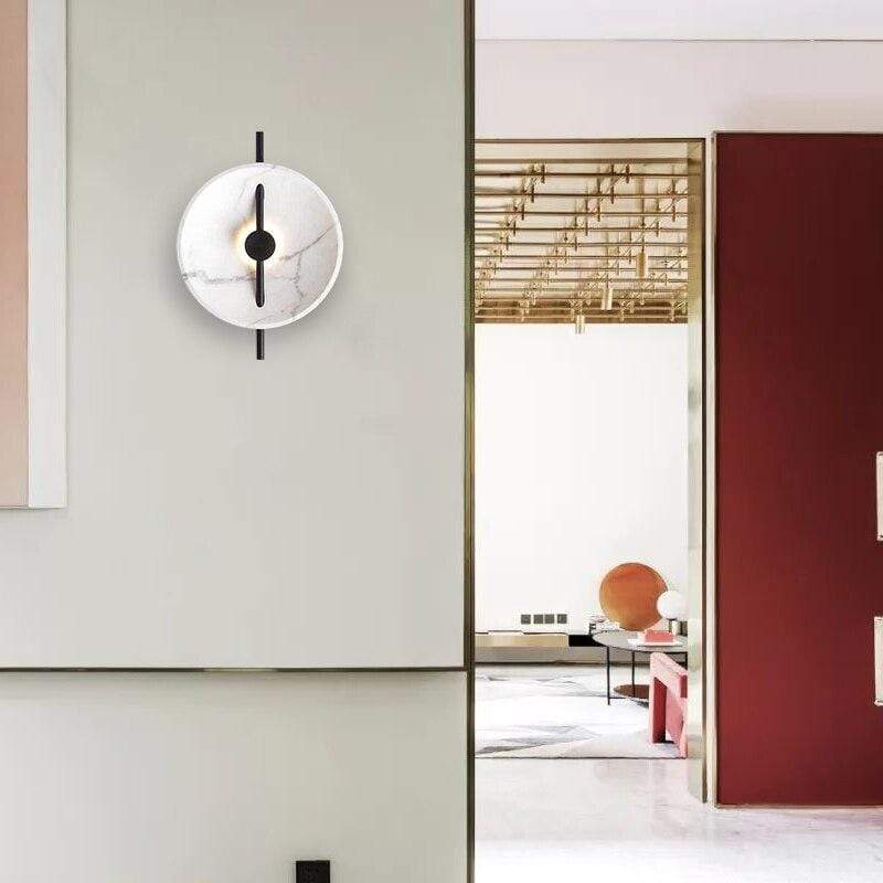 white marble black rod wall light