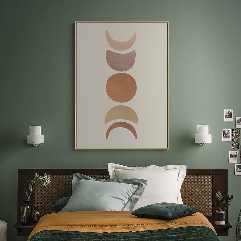Minimalist Line Moon and Sun Canvas Wall Art