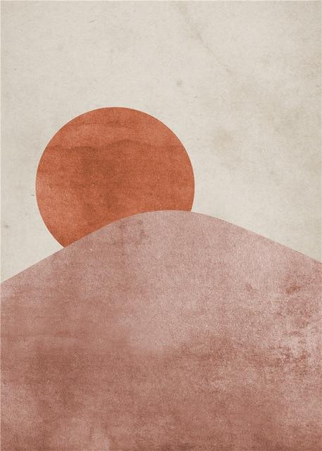 Minimalist Line Moon and Sun Canvas Wall Art