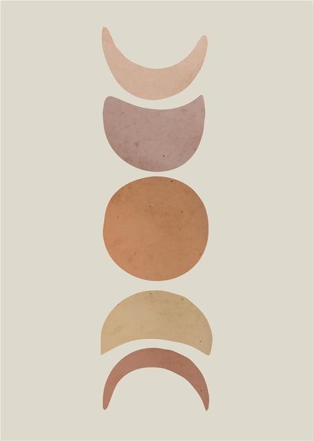 Minimalist Line Moon and Sun Canvas Wall Art