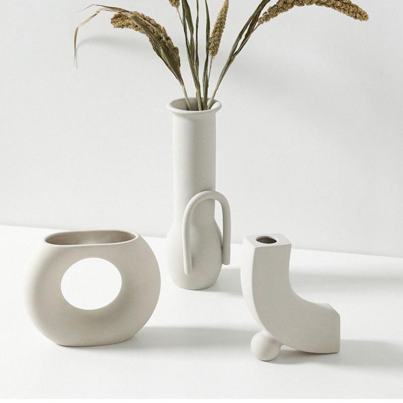 white ceramic vases