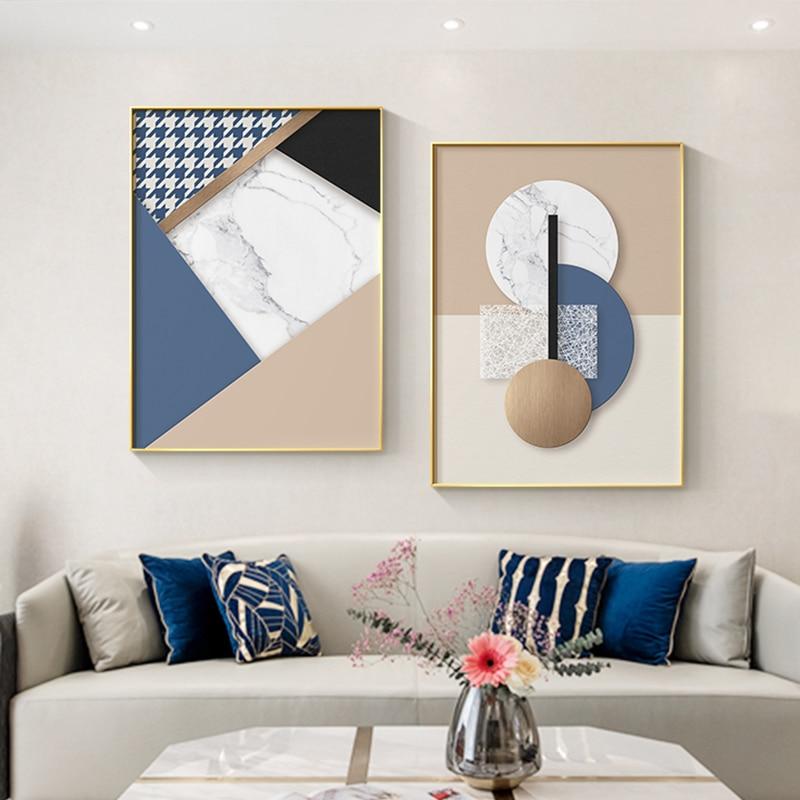 blue geometric canvas art