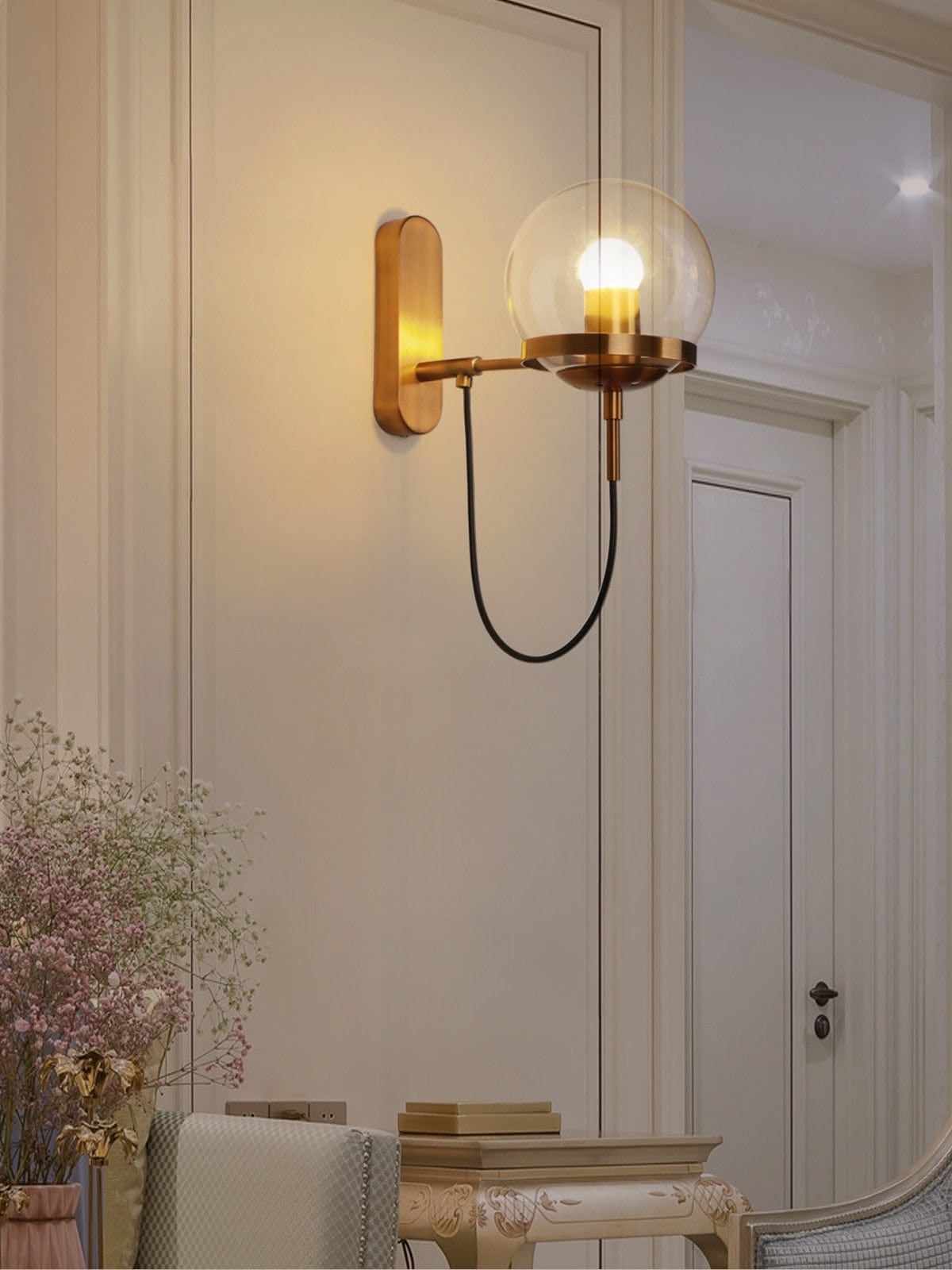 glass globe wall sconce for living room decor