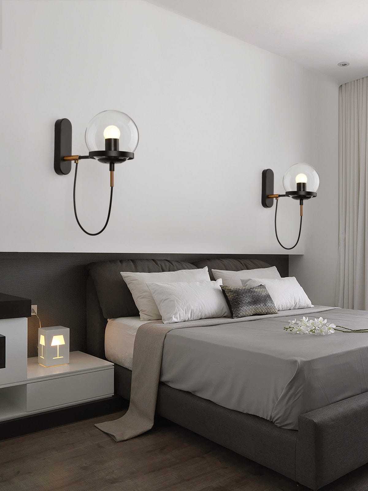 bedside glass globe wall sconce