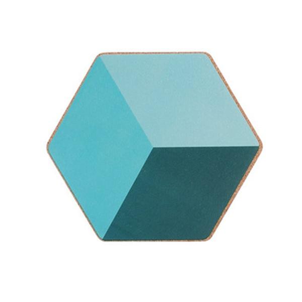 Geometric Hexagon Wood Cork Coaster Placemat