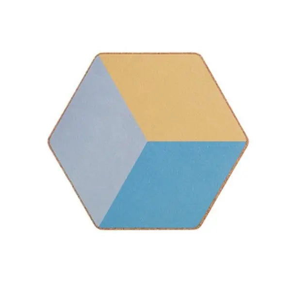 Geometric Hexagon Wood Cork Coaster Placemat