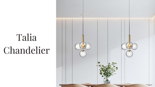 talia chandelier on above a dining table 