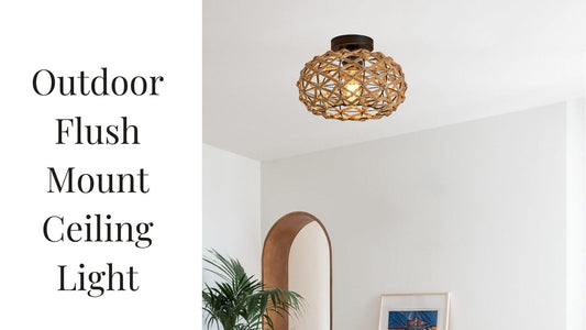 rattan indoor Outdoor Flush Mount Ceiling Light 