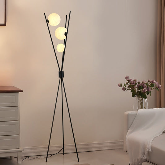 tripod floor lamp with small warm lampshades stand with bed