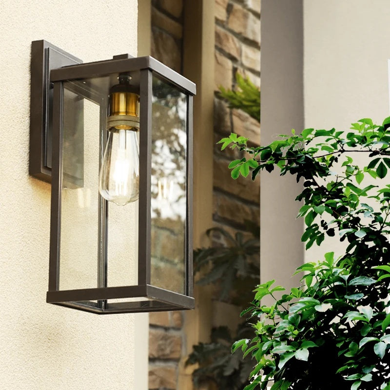 black glass outdoor waterproof wall light