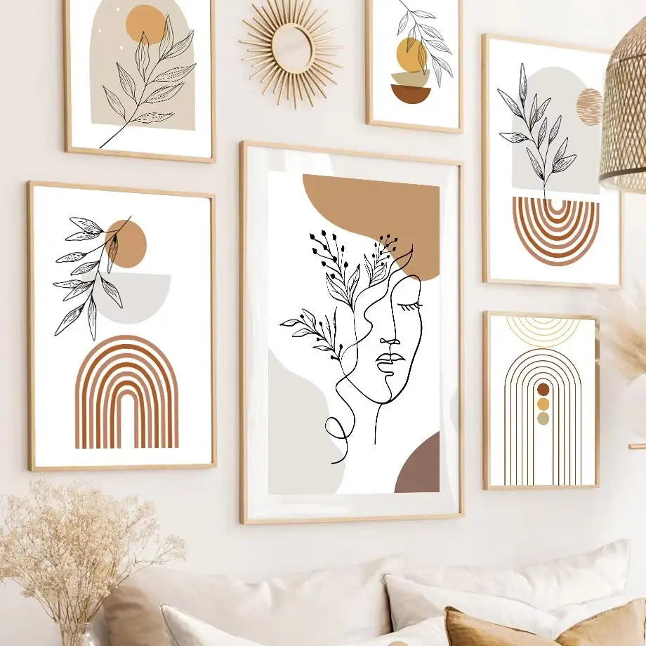 line arts canvas on wall in living room 