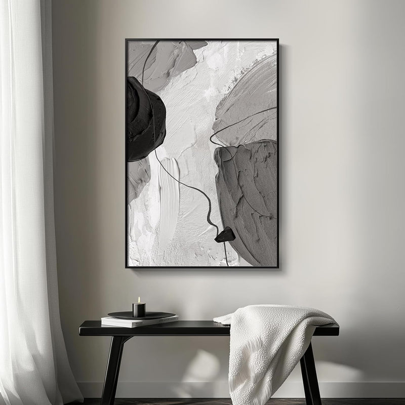 wall art canvas with a floor lamp and a wooden table