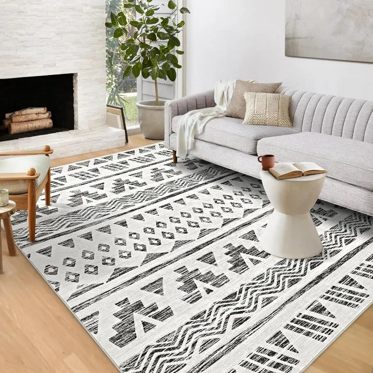 ivory rug under sofa and coffee table