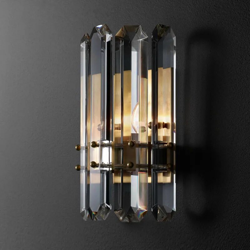 multi long crystals sconce 